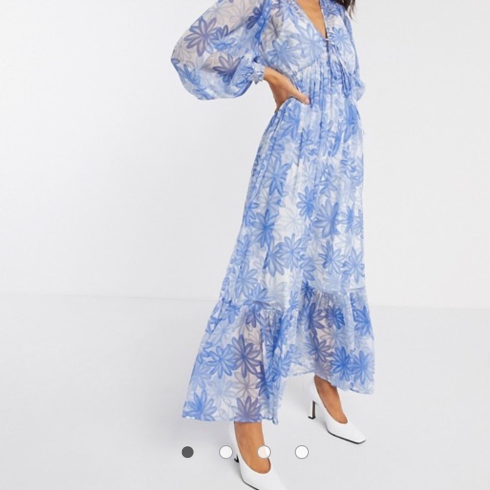 ASOS soft drawstring waist pleated maxi dress